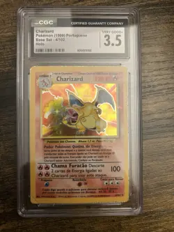 CGC 3.5 Portuguese Charizard 1999 Base Set 4/102 Holo Pokemon Card - Image 1