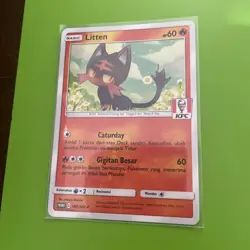 KFC Litten 182/SM-P Indonesia Chaki Kids Promo Pokemon Card (LP) Stamp - Image 2