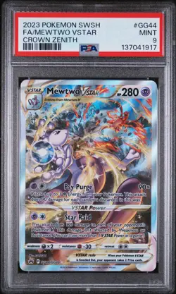 2023 POKEMON SWORD & SHIELD CROWN ZENITH #GG44 FULL ART/MEWTWO VSTAR PSA 9 - Image 1