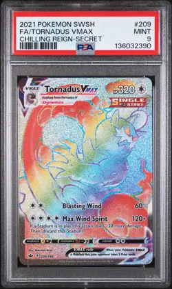2021 POKEMON SWORD & SHIELD CHILLING REIGN SECRET FULL ART/TORNADUS VMAX PSA 9 - Image 1