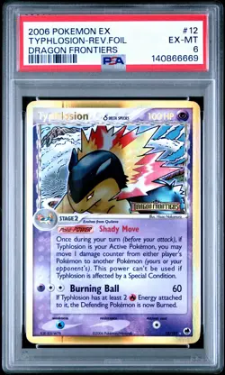 2006 POKEMON EX DRAGON FRONTIERS #12 TYPHLOSION-REVERSE FOIL PSA 6 - Image 1