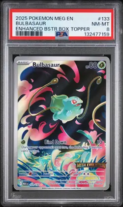 2025 POKEMON MEG EN-MEGA EVOLUTION ENHANCED BOOSTER BOX TOPPER BULBASAUR PSA 8 - Image 1