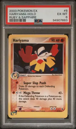 2003 POKEMON EX RUBY & SAPPHIRE #8 HARIYAMA-HOLO PSA 6 - Image 1