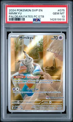 2024 POKEMON PALDEAN FATES POKEMON CENTER ETB PROMO SVP #075 MIMIKYU PSA 10 - Image 1