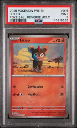 2025 POKEMON PRE EN-PRISMATIC EVOLUTIONS POKE BALL REVERSE HOLO LITLEO PSA 9 - Image 1