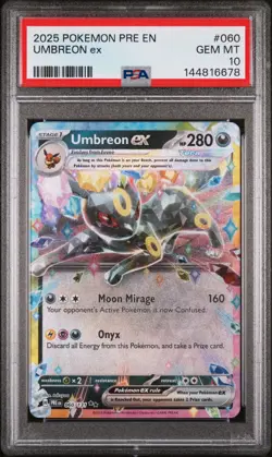 2025 POKEMON PRE EN-PRISMATIC EVOLUTIONS #060 UMBREON EX PSA 10 - Image 1