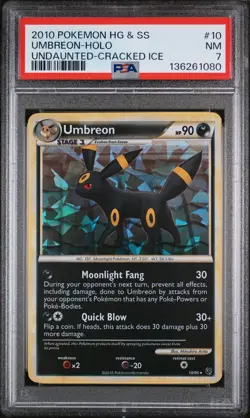 2010 POKEMON HEARTGOLD & SOULSILVER UNDAUNTED CRACKED ICE #10 UMBREON-HOLO PSA 7 - Image 1
