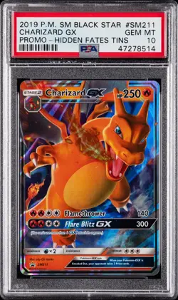 2019 POKEMON SM BLACK STAR PROMO HIDDEN FATES TINS #SM211 CHARIZARD GX PSA 10 - Image 1