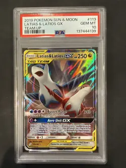 2019 Pokemon Latias & Latios GX TCG Sun & Moon Tag Team Card 113/181 PSA 10 - Image 1