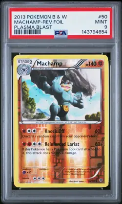 2013 POKEMON BLACK & WHITE PLASMA BLAST #50 MACHAMP-REVERSE FOIL PSA 9 - Image 1