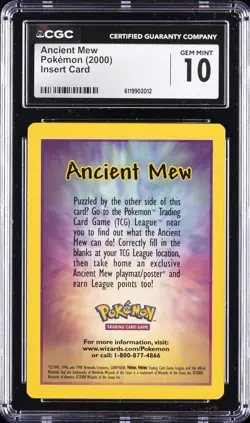 2000 POKEMON MOVIE 2000 INSERT CARD ANCIENT MEW CGC 10 GEM MINT - Image 1
