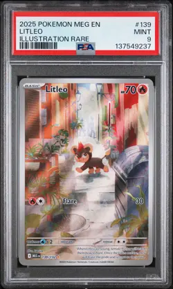 2025 POKEMON MEG EN-MEGA EVOLUTION ILLUSTRATION RARE #139 LITLEO PSA 9 - Image 1