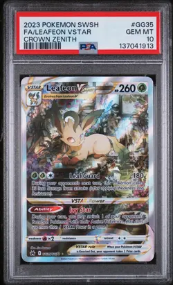 2023 POKEMON SWORD & SHIELD CROWN ZENITH #GG35 FULL ART/LEAFEON VSTAR PSA 10 - Image 1