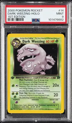2000 POKEMON ROCKET 1ST ED #14 DARK WEEZING-HOLO PSA 9 - Image 1