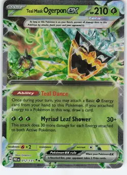 Teal Mask Ogerpon ex - 012/131 Double Rare Holo Prismatic Evolutions NM Pokemon - Image 1