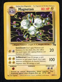 Pokemon Magneton 26/62 Fossil Regular Non Holo Card Unlimited NM - Image 1