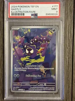 2024 POKEMON TEF EN-TEMPORAL FORCES ILLUSTRATION RARE #177 GASTLY PSA 9 MINT - Image 1