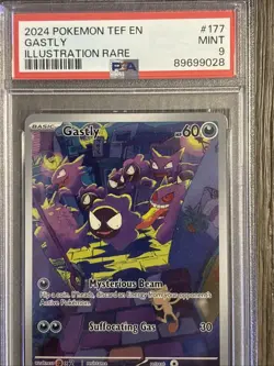 2024 POKEMON TEF EN-TEMPORAL FORCES ILLUSTRATION RARE #177 GASTLY PSA 9 MINT - Image 3