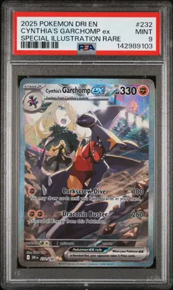 2025 POKEMON DRI SPECIAL ILLUSTRATION RARE #232 CYNTHIA'S GARCHOMP EX PSA 9 - Image 1