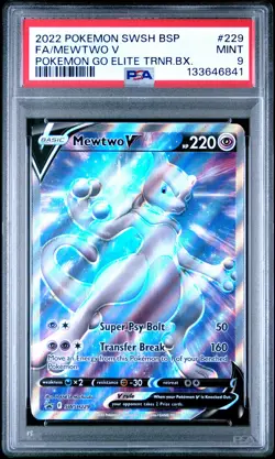 2022 POKEMON SWSH BLACK STAR PROMO #229 FULL ART/MEWTWO V PSA 9 - Image 1