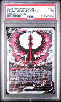 2021 POKEMON SWORD & SHIELD CHILLING REIGN FULL ART/GALARIAN MOLTRES V PSA 1 - Image 1