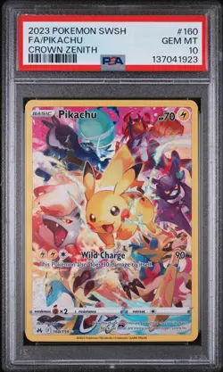2023 POKEMON SWORD & SHIELD CROWN ZENITH #160 FULL ART/PIKACHU PSA 10 - Image 1
