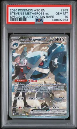 2026 POKEMON ASC SPECIAL ILLUSTRATION RARE #289 STEVEN'S METAGROSS EX PSA 10 - Image 1