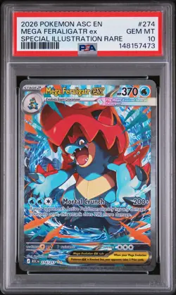 2026 POKEMON ASC SPECIAL ILLUSTRATION RARE #274 MEGA FERALIGATR EX PSA 10 - Image 1