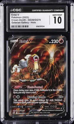 2023 POKEMON CROWN ZENITH GALARIAN GALLERY HOLO #GG36 ENTEI V CGC 10 - Image 1