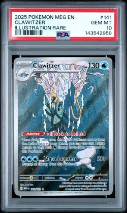 2025 POKEMON MEG EN-MEGA EVOLUTION ILLUSTRATION RARE #141 CLAWITZER PSA 10 - Image 1