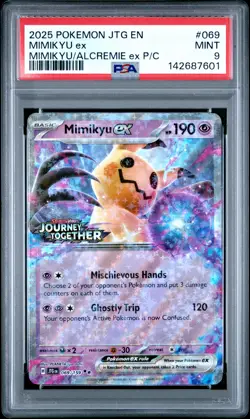 2025 POKEMON JTG EN-JOURNEY TOGETHER PREMIUM COLLECTION #069 MIMIKYU EX PSA 9 - Image 1
