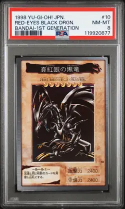 1998 YU-GI-OH! JAPANESE BANDAI-1ST GENERATION #10 RED-EYES BLACK DRAGON PSA 8 - Image 1