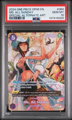 2024 ONE PIECE WINGS OF THE CAPTAIN SPECIAL ALT ART #064 MS. ALL SUNDAY PSA 10 - Image 1