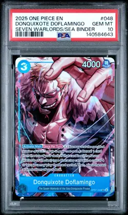 2025 ONE PIECE SEVEN WARLORDS OF THE SEA BINDER SET DONQUIXOTE DOFLAMINGO PSA 10 - Image 1