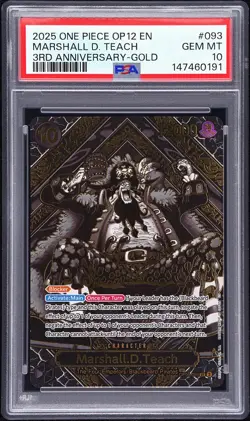 2025 ONE PIECE OP12-LEGACY OF THE MASTER 3RD ANNIV-GOLD MARSHALL D. TEACH PSA 10 - Image 1
