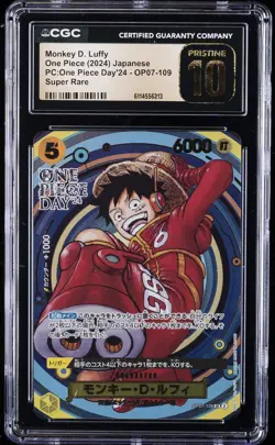 2024 ONE PIECE JPN PC ONE PIECE DAY '24 #OP07-109 MONKEY D LUFFY CGC 10 PRISTINE - Image 1