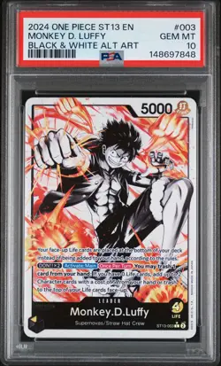 2024 ONE PIECE ULTRA DECK ST13-BLACK & WHITE ALT ART #003 MONKEY D. LUFFY PSA 10 - Image 1