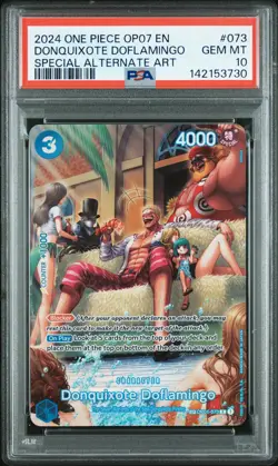 2024 ONE PIECE OP07-SPECIAL ALTERNATE ART #073 DONQUIXOTE DOFLAMINGO PSA 10 - Image 1