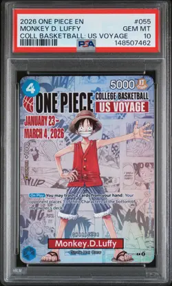 2026 ONE PIECE PROMOS COLLEGE BASKETBALL : US VOYAGE MONKEY D. LUFFY PSA 10 - Image 1
