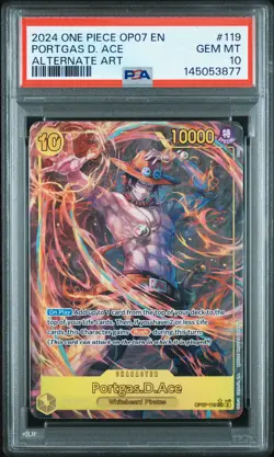 2024 ONE PIECE OP07-500 YEARS IN THE FUTURE ALTERNATE ART PORTGAS D. ACE PSA 10 - Image 1