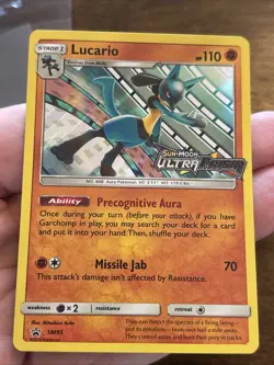 Pokemon TCG Card Rare Lucario Prerelease Promo SM Promos SM95 Stamped - Image 2