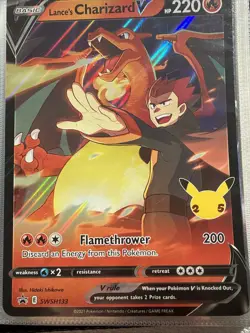 Pokemon TCG Celebrations Lance's Charizard v Jumbo Card SWSH133 - Image 3