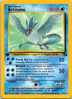 Articuno 17/62 1st Edition LP Pokemon Card TCG Fossil - Image 1