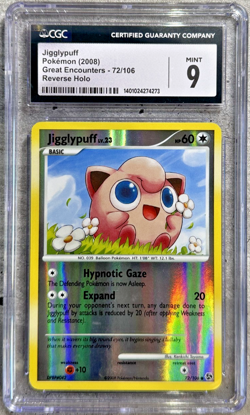 Pokemon Card Jigglypuff Rev Holo CGC 9 Mint, Great Encounters 72/106, 2008 (1) - Image 1