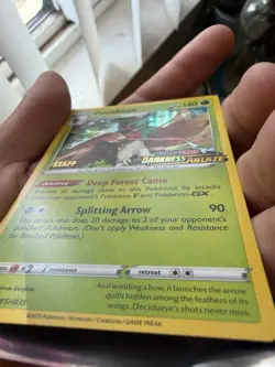 Decidueye SWSH035 STAFF Pre Release Promo Darkness Ablaze Pokemon Card NM - Image 2