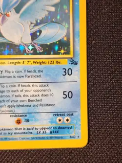 Pokemon Articuno Fossil Set 2/62 -Holo Rare - 1999 TCG Card WOTC English Wizards - Image 3