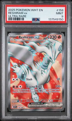 2025 POKEMON WHT EN-WHITE FLARE ULTRA RARE #158 RESHIRAM EX PSA 9 - Image 1