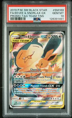 2019 POKEMON SM BLACK STAR PROMO #SM169 FULL ART/EEVEE & SNORLAX GX PSA 10 - Image 1