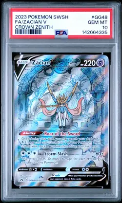 2023 POKEMON SWORD & SHIELD CROWN ZENITH #GG48 FULL ART/ZACIAN V PSA 10 - Image 1