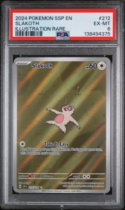2024 POKEMON SSP EN-SURGING SPARKS ILLUSTRATION RARE #212 SLAKOTH PSA 6 - Image 1